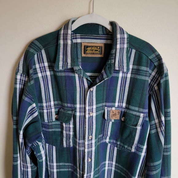 Vintage Eddie Bauer Sport Shop Button Up Cotton Flannel Shirt - Picture 5 of 11